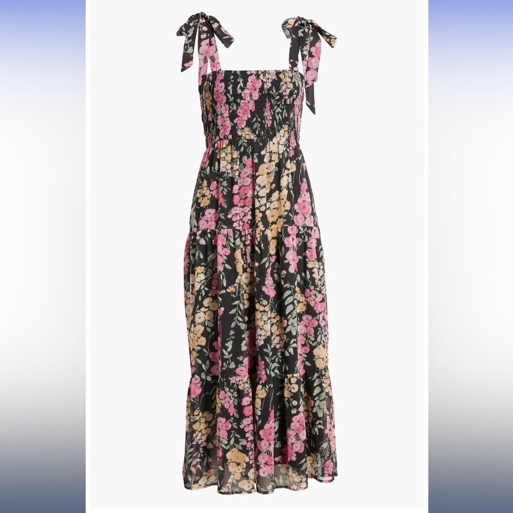 Floral Smocked Tie Strap Sundress - Sam Edelman , new with tags
